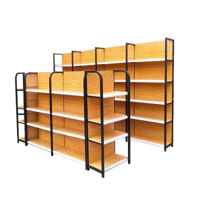 China China Guichang Metal Customized Gondola Supermarket Shelf Wooden Double Sided / Single Sided Grain for sale