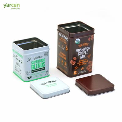 China Promotional Square Chocolate Bean Tin Box Matcha Tin Box Of Beverage Simple Design Food Packaging Box for sale