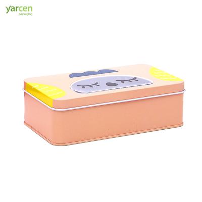 China Cute New Product Small Square Packaging Metal Tin Box With Clear PVC Window Lid for sale