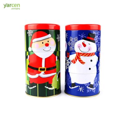 China High Quality Unique Style Tea 3 Layer Stackable Combo Printed Round Tin Box For Tea Coffee for sale