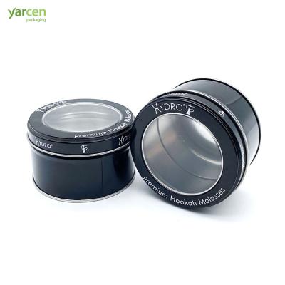 China Electronic Products Promotions Round PVC Windows Tin Box Eyes Tin Cans For Electronic Products for sale