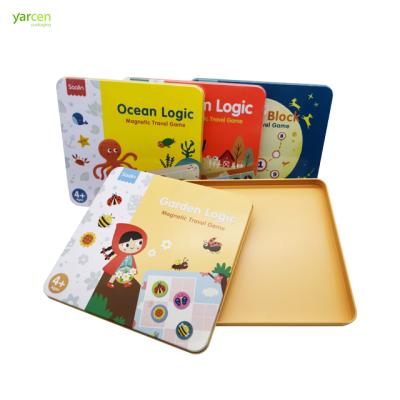 China Gift & New Craft Design Children's Card Packing Tin Box Cartoon Printing Chess Board And Tin Box Chess Pieces Packing Tin Box for sale