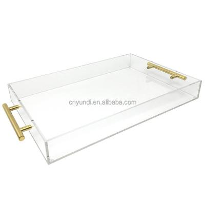 China Eco-friendly clear acrylic serving tray with handles for sale