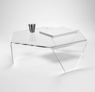 China Clear Plastic Table 3 Legs New Design Eco - Friendly , Modern Acrylic Coffee Table for sale