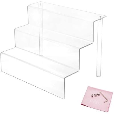 China Clear Space 3 Pure Acrylic Steps Riser Display Stand Acrylic Shelf For Amiibo Funko Jump Figures for sale