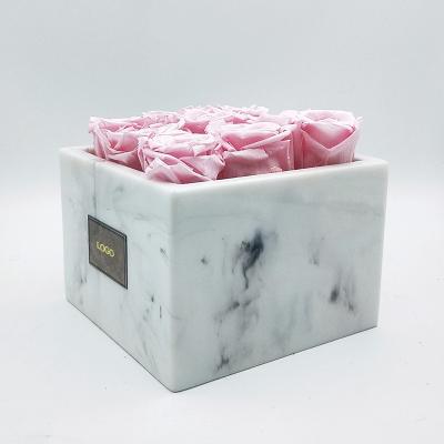 China Europe Rectangle Resin Marbling Acrylic 9 Rose Flower Box for sale