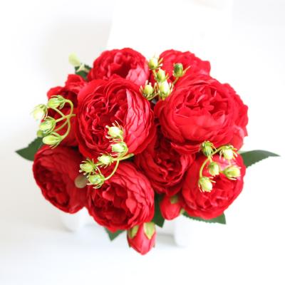 China Plastic Korean 5 Groups 5 Filippo Small Peonies Small Rose Simulation Flowers Wedding Home Rose Bouquet for sale