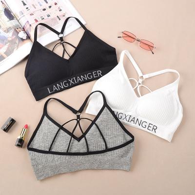 China Antibacterial Monogrammed White Wrap Bralette Back Beauty Parachute Camisole Seamless Underwear For Girls for sale