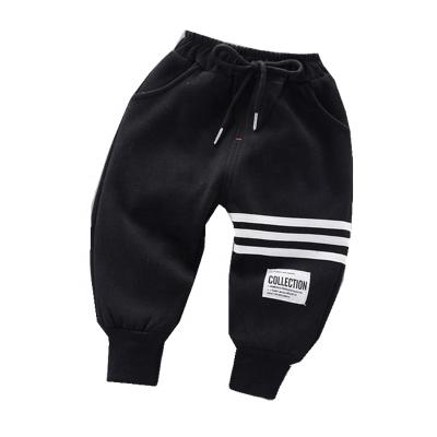 China QUICK DRY Children's Long Trousers Girl's Winter Casual Boy's Long Pants Solid Color Stripe Plush Warm Windproof Pants for sale