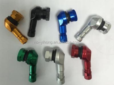 China Motorcycle Scooter Aluminum Wrapping 90 Degree Bent Angle Tire Valve Stem Set - Available in Silver and Black for sale