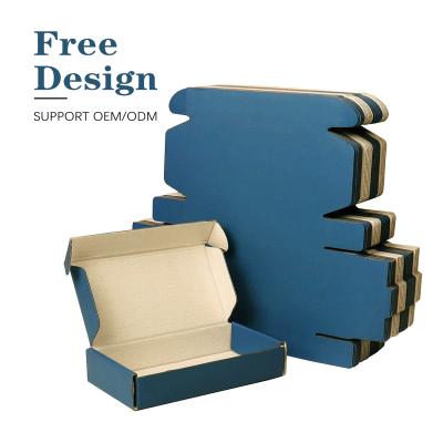 China Factory Wholesale Recyclable Blue Corrugated Custom Paper Shoe Box Corrugated Mailing Box Corrugated Mailing Packaging for sale