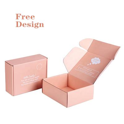 China Wholesale Free Custom Logo Design Pink Recyclable Cardboard Corrugated Mailing Box Corrugated Packaging Paper Box Corrugated Caja Caja for sale