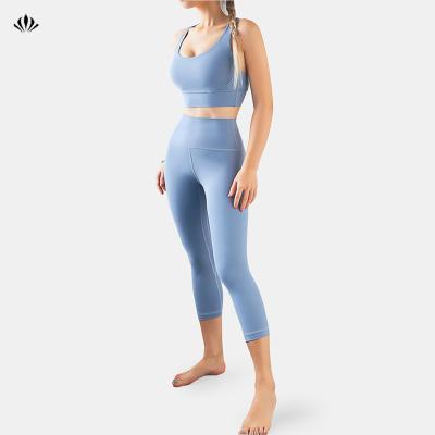 China Women Sportswear Breathable Gym Set Two Piece Exercise Leggings Fitness Wear Yoga Sets for sale