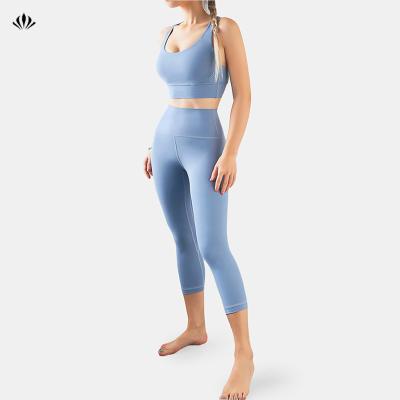 China Women Sportswear Breathable Gym Set Two Piece Exercise Leggings Fitness Wear Yoga Sets for sale