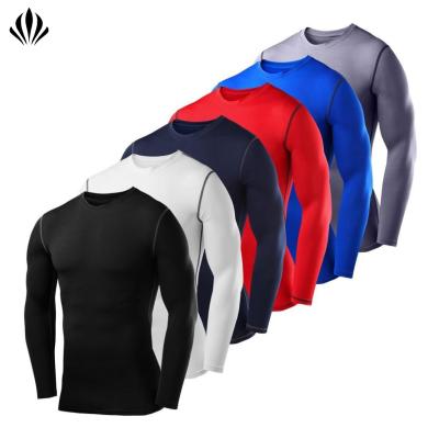 China Anti-pilling Men's And Boy's Sporty Stretch Shirt Long Sleeve Top Crew Neck Thermal Compression Shirt for sale