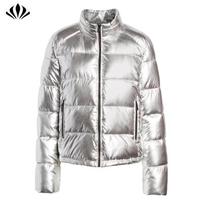 China Viable Good Quality Custom Metallic Zipper Jacket Women's Full Winter Zipper Stripper Coat Jacket for sale