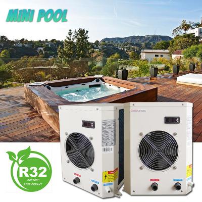 China Outdoor air source heat pump for household mini swimming pool spa jacuzzi heating system with green r32 gas for sale