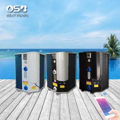 China Outdoor titanium CE certification metal vertical top blowing air to water heat pump for swimming pool/spa/jacuzzi with wifi function for sale