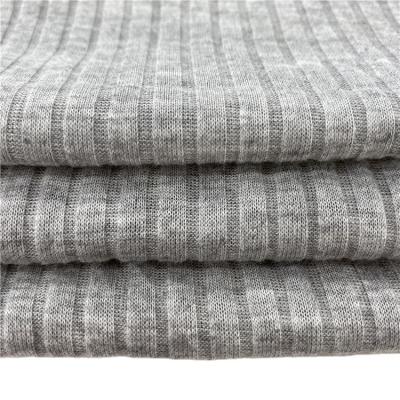 China China Sustainable Supplier Super Soft Knitted Gray Blend Poly Rayon 7*4 Rib Fabric For Shirt for sale