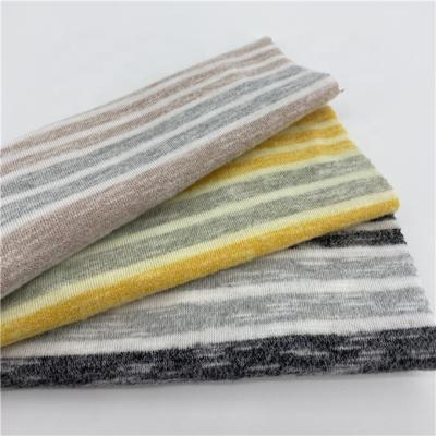 China Breathable Custom Super Soft Yarn Dyed Stripe Fleece Fabric 195Gsm 71%Poly 25%Rayon 4%Spandex Hacci For Sweater for sale