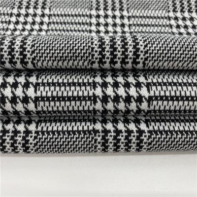 China Hot selling spandex breathable TR knit yarn dyed plaid jacquard fabric material for clothes for sale