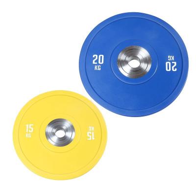 China Durable High Quality Fitness Competition Bumper Plates Weightlifting Barbell Color Rubber Bumper Plate for sale