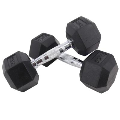 China High Quality Durable Wholesale Black Rubber Hex Dumbbell Power Training Hex Dumbbell Set for sale