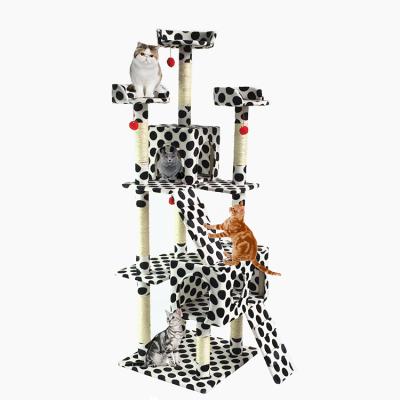 China Modern Design Sustainable Wholesale Luxury Large Cat Toy Wood Pet Cat Tree Multilevel Climbing Tower for sale