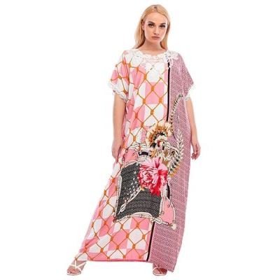 China Breathable Plus Size Dress Kitenge Modern Dress Designs Moroccan Kaftan Women Casual African Print Kitenge Designs Traditional Dress for sale