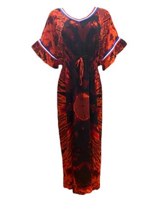 China New Arrivals Nice Design African Kaftan Wholesale African Traditional Dress Headtie Print Women Plus Size African Maxi Dresses African Clothing for sale