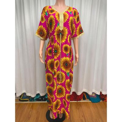 China Comfortable African dresses with headwraps islamic women women's boubou clothing print casual african kitenge designs traditional dress for sale