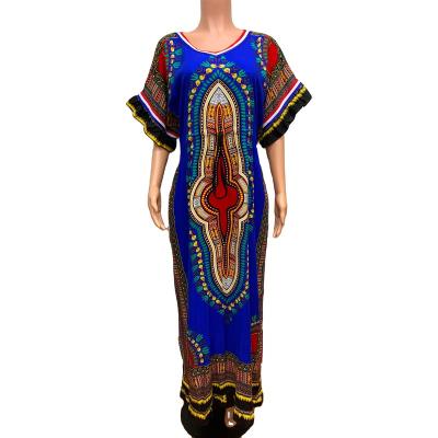 China wholesale plus size breathable 100% cotton sleeve print women latest dresses traditional african short dashiki dress plus size clothing for sale