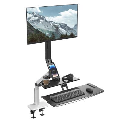 China Shock Absorber Sit Stand Monitor and Pneumatic Keyboard Riser Desk Mount and Keyboard Tray Jonoffice 15