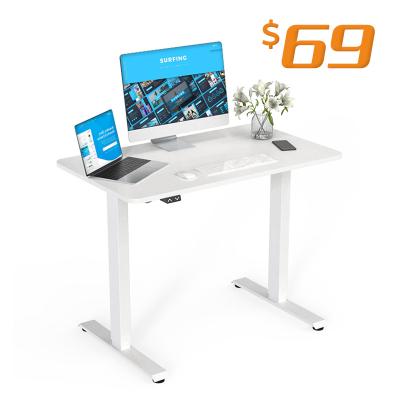 China (Size) Adjustable Height White Electric Motorized Computer Desk Adjustable Standing Standing Desk Furniture for sale