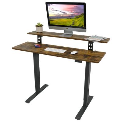 China Two-layer Ergonomic Adjustable Electric Height Adjustable Standing Desk (Height) Standing Desk With Charging Ports for sale