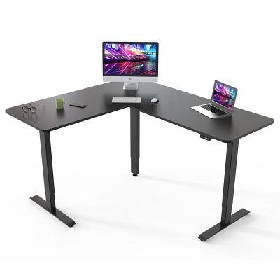 China (Height) Modern Electric Standing L-shaped Standing Desk Three Corner Desk Three Legs Height Adjustable Frame Desk for sale