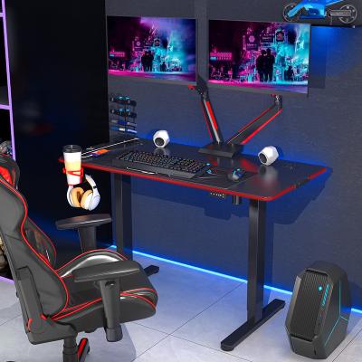 China Other Ergonomic Height Adjustable Standing Gaming Standing Desk With RGB LED Lighting Dual Motor Single Mesa Gamer PC Computer Gaming Table for sale