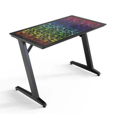 China Other RGB LED Tempered Glass Gaming Desktop Music Sync Lights Computer Table Home Office Computer Table W Desktop Controller for sale