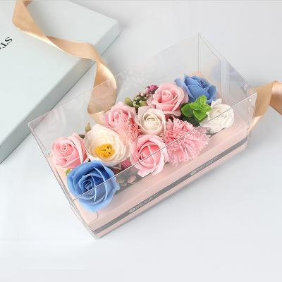 China Wholesale Artificial Good Smell Plant Soap Flower in PVC Box Gift for Mother's Day Gift Home Decoration for sale