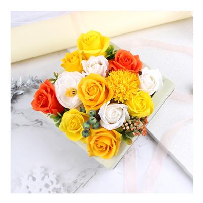 China Direct Sale Price China Manufacturer Good Smell Soap Artificial Rose Flower PVC Gift Box for sale