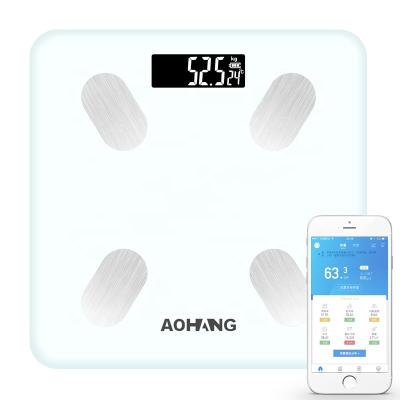 China PORTABLE Wholesale Digital Health Tempered Glass BMI Analyzer Wireless Connect App Electronic Body Fat Measurement Scale for sale