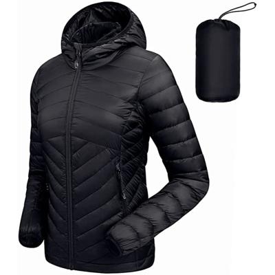 China Custom Lightweight Comfortable Hooded Stripper White Duck Windproof Down Jacket For Women for sale