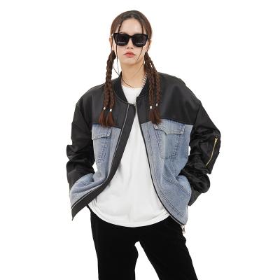 China Fashion Waterproof Women Spring Denim Quilting Casual Bomber Flight Jacket for sale