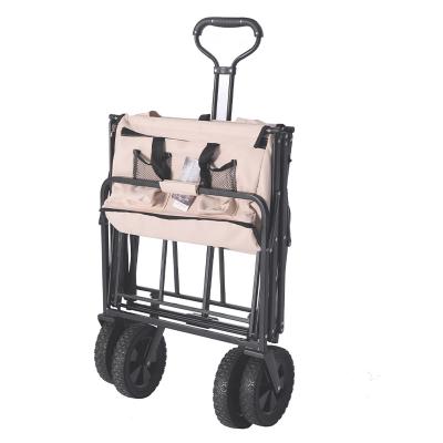 China Folding Camping Trolley 4 Wheeled Folding Hand Cart Foldable Storage Cart Camping Carts for Outdoor Beach Garden for sale