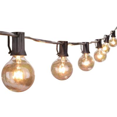 China G40 String Light USA Plug 50FT 50 Bulbs Round Clear G40 Bulbs Glass Globe String Lights Outdoor Patio Lights for sale