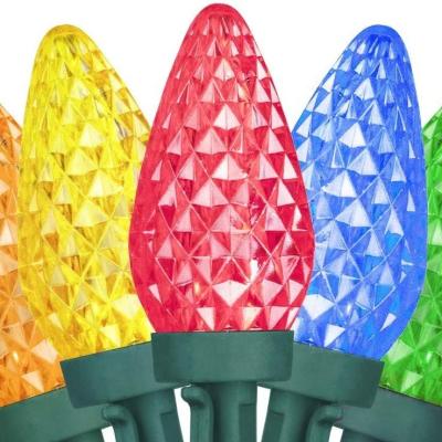 China C9 Style Faceted Christmas Lights C9 50 Bulbs Cut Crystal Multicolor LED Led String Light Sets 50 C9 RGB Led String Light for sale