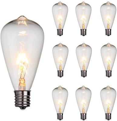 China 10 Pack 7 Watt C7 E12 Screw Base ST38 Replacement Clear Edison Light Bulbs Wide Use Bulbs For Indoor Outdoor String Light for sale