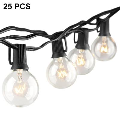 China Globe G40 UK Patio String Lights 25ft 25 Bulbs Clear Glass G40 Edison Globe Party Wedding Patio Cafe Waterproof Incandescent Light for sale