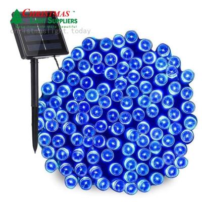 China 72ft energy saving BLUE solar powered 200 LED string lights 8 modes waterproof led garlands twinkle lights for paito for sale