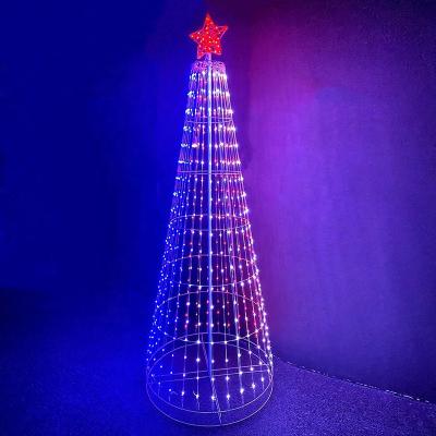 China Smart Xmas Tree LED Christmas Tree Light Metal Cone RGB Tree Lights Pixel with Spooky Outdoor Star Tree Garden Decor Holiday Lighting for sale